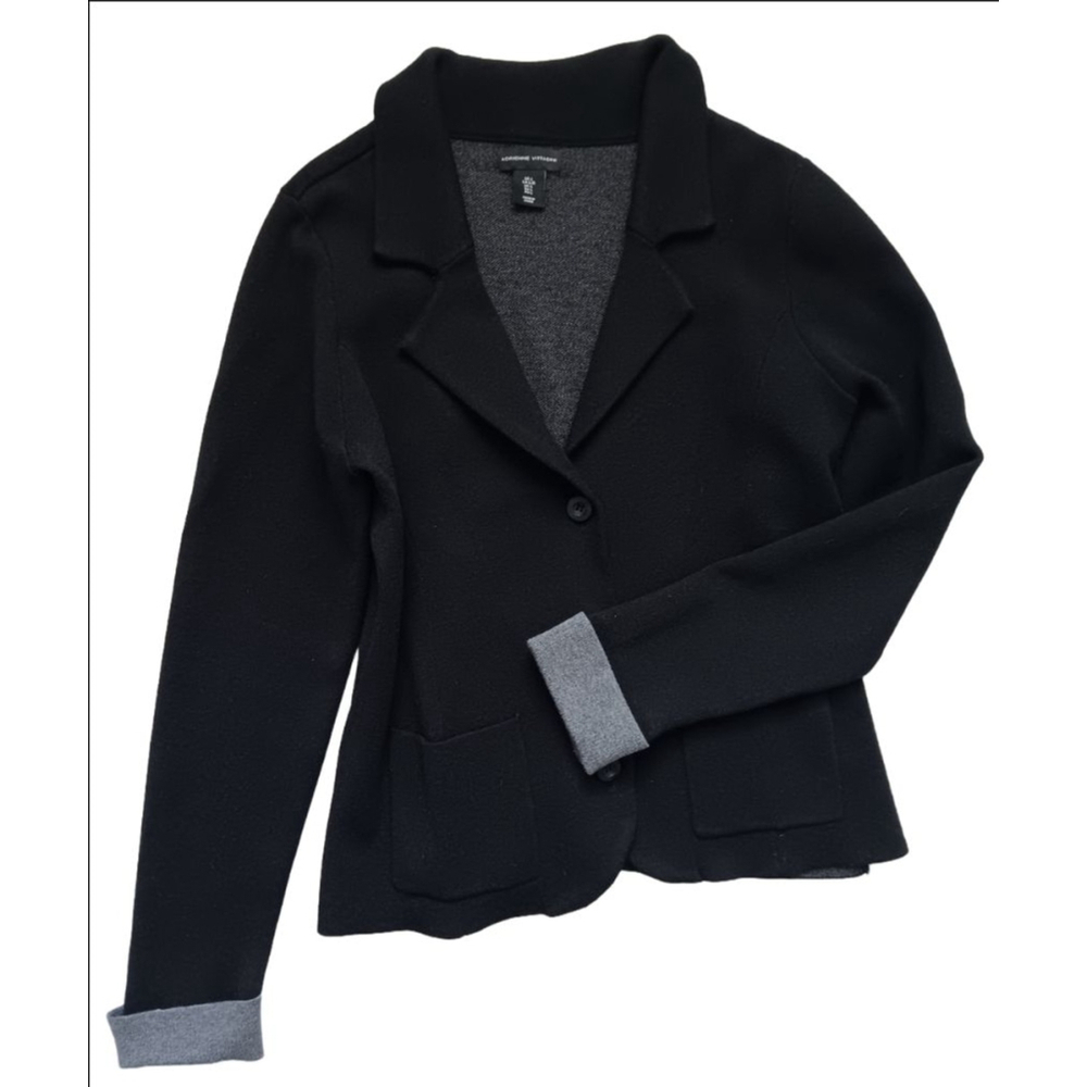 Women's Adrienne Vittadini Blazer Size L Black Gray